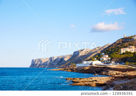 Denia Las Rotas beach in Mediterranean Spain Denia Las Rotas beach in Mediterranean Spain 128936391