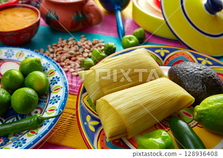 Mexican Tamale tamales of corn leaves 128936408