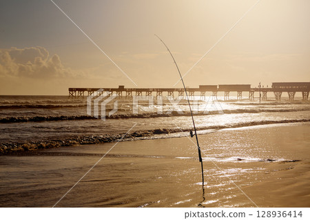 Daytona Beach in Florida with pier USA 128936414
