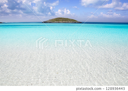 Formentera beach illetas white sand turquoise water Formentera beach illetas white sand turquoise water 128936443