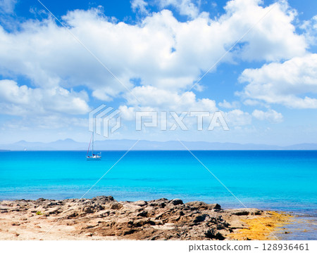 Balearic Formentera island in Escalo beach 128936461
