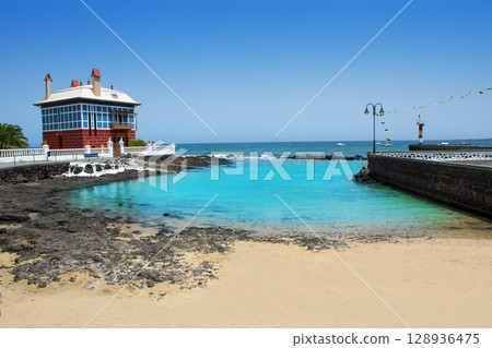 Arrieta Haria beach in Lanzarote coast at Canaries 128936475