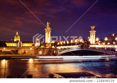 Pont Alexandre III in Paris France over Seine Pont Alexandre III in Paris France over Seine 128936519