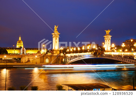 Pont Alexandre III in Paris France over Seine Pont Alexandre III in Paris France over Seine 128936520