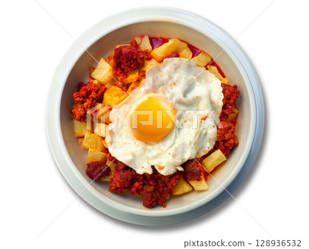 Cazuela abuela potato chirizo and egg recipe Asturias Cazuela abuela potato chirizo and egg recipe Asturias 128936532