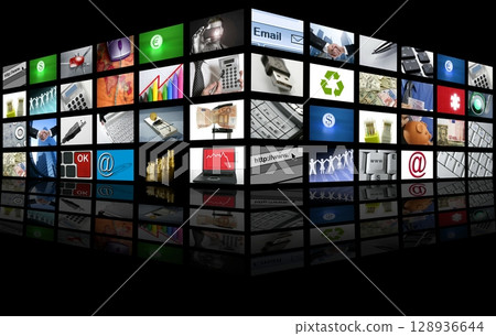 Big Panel of TV screen internet business Big Panel of TV screen internet business 128936644