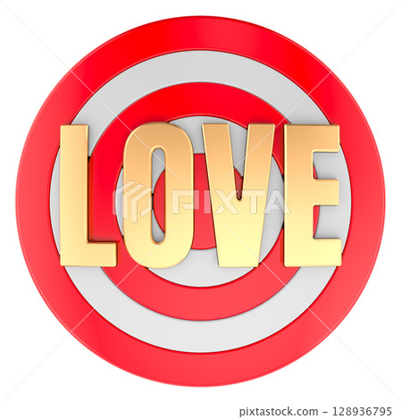 LOVE, red target. 3D rendering LOVE, red target. 3D rendering 128936795
