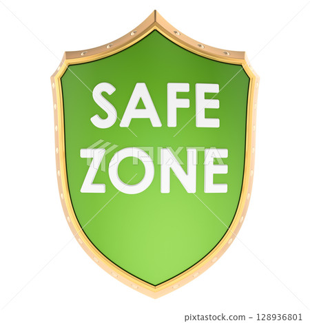 Safe Zone, blue shield. 3D rendering Safe Zone, blue shield. 3D rendering 128936801