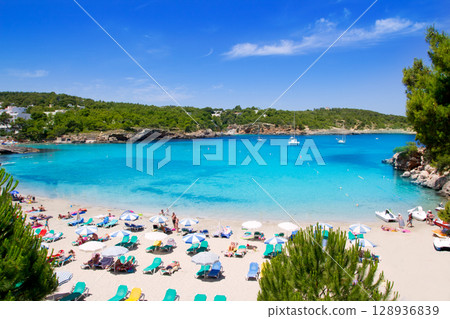 Ibiza Portinatx turquoise beach paradise island 128936839
