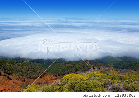 Blue sky sea of clouds in La Palma Blue sky sea of clouds in La Palma 128936862