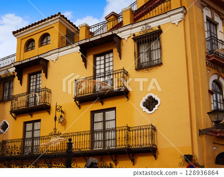 Seville Macarena barrio facades Sevilla Spain Seville Macarena barrio facades Sevilla Spain 128936864