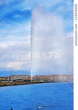 Geneva Geneve lake water Jet D'eau Switzerland 128936895