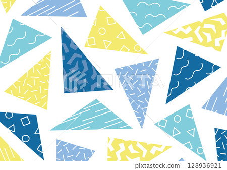 Triangular Memphis pattern blue and yellow 128936921