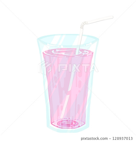 Peach juice with a straw 128937013