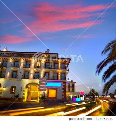 Denia old village sunset dusk in Alicante Spain Denia old village sunset dusk in Alicante Spain 128937040