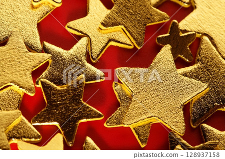 Christmas golden decoration with gold star 128937158