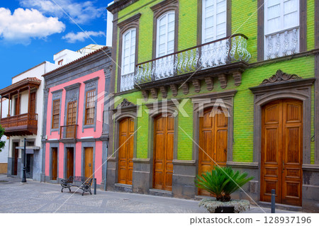 Gran Canaria Teror colorful facades Gran Canaria Teror colorful facades 128937196