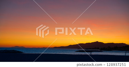 Cambrils beach sunset in Tarragona 128937251