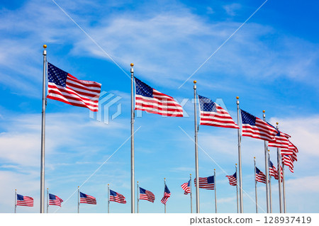Washington Monument flags circle in DC USA Washington Monument flags circle in DC USA 128937419