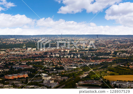 Paris aerial view with Eiffel tower France 128937529