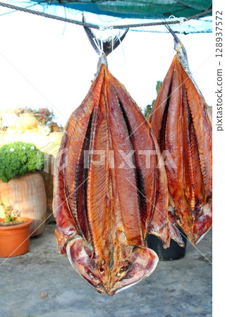 bonito tuna salted dried fish Mediteraranean sarda bonito tuna salted dried fish Mediteraranean sarda 128937572