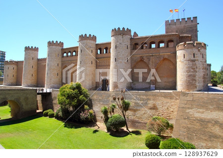 Aljaferia palace castle in Zaragoza Spain Aragon 128937629