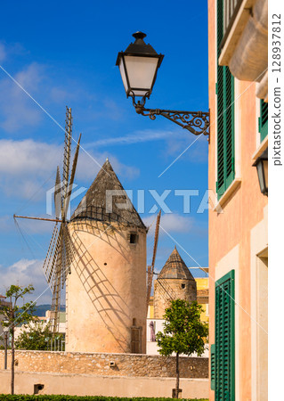 Palma de Majorca windmills wind mill in Mallorca Palma de Majorca windmills wind mill in Mallorca 128937812