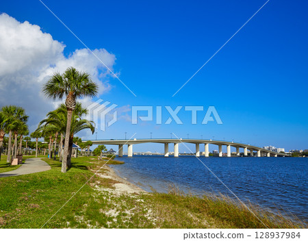 Daytona Beach Halifax river in Florida bridge Daytona Beach Halifax river in Florida bridge 128937984