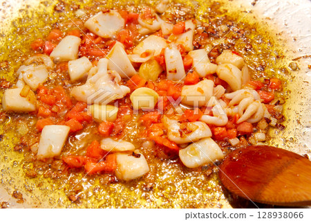 seafood paella from spain recipe fry step seafood paella from spain recipe fry step 128938066