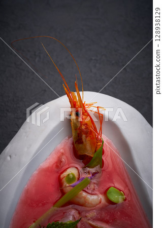 Mediterranean tomato soup with seafood Mediterranean tomato soup with seafood 128938129