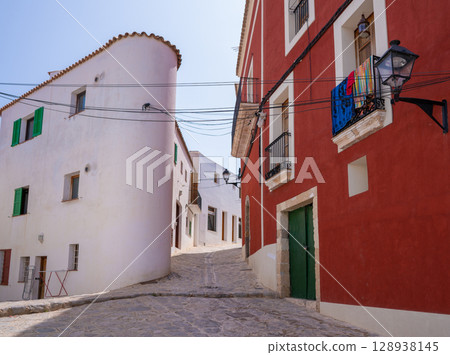 Ibiza Eivissa downtown Dalt Vila facades 128938145
