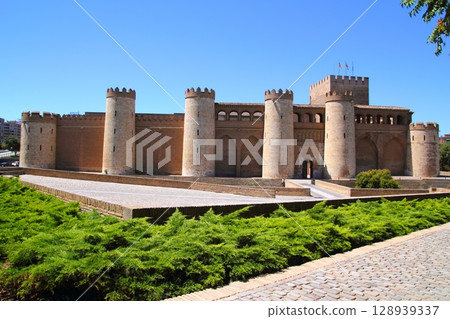 Aljaferia palace castle in Zaragoza Spain Aragon 128939337
