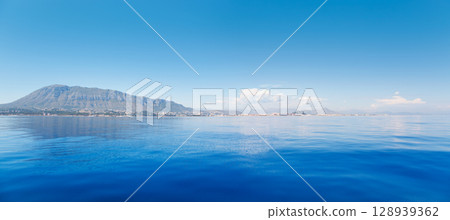 Alicante Denia view from blue calm sea 128939362