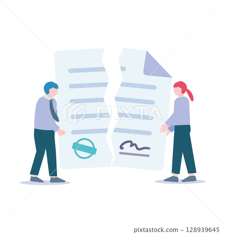 Man and woman breaking a contract 128939645