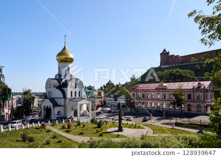 Morning Light on Kazan Church in Nizhny Novgorod 128939647