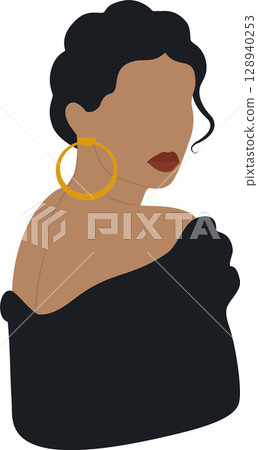 Stylish woman beautiful summer lady. Vintage summer illustration of hispanic lady. Fashion decor sticker 128940253