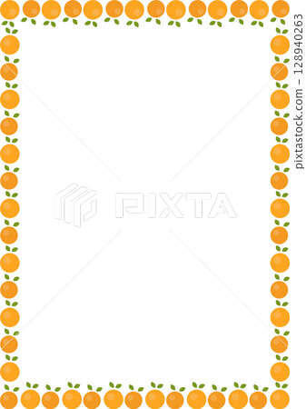 Tangerine fruit frame. Oranges simple sweet fruits vector border. Vector illustration for any design 128940263