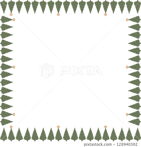 Winter tree New Year frame. Cute simple Christmas tree frame. Nature template to write text matter Winter tree New Year frame. Cute simple Christmas tree frame. Nature template to write text matter 128940302