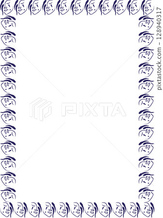 Woman abstract face with leaves frame. Vector woman fashion frame for text. Simple template elements 128940317