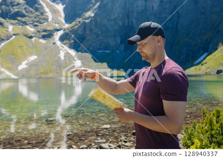 Scenic Mountain Lake View in Summer Scenic Mountain Lake View in Summer 128940337