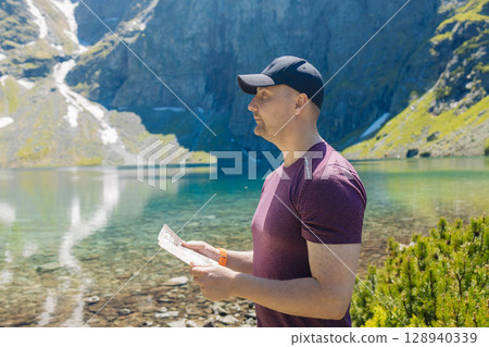 Scenic Mountain Lake View in Summer Scenic Mountain Lake View in Summer 128940339