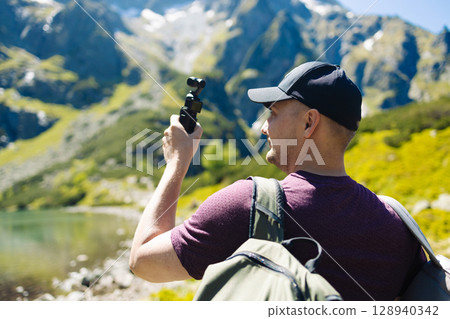 Scenic Mountain Lake View in Summer Scenic Mountain Lake View in Summer 128940342