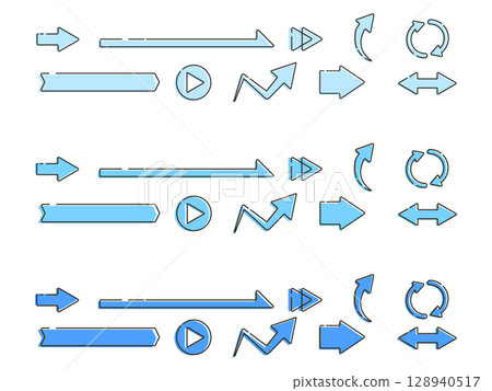 Simple arrow icon set 128940517