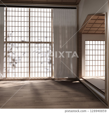 Mock up Cabinet design on earth tone wood room interior modern style .3D rendering Mock up Cabinet design on earth tone wood room interior modern style .3D rendering 128940859