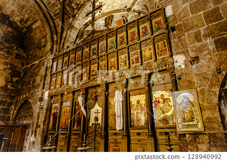 北塞浦路斯土耳其共和國貝拉派斯修道院內部宗教畫 北塞浦路斯土耳其共和國貝拉派斯修道院內部宗教畫 128940992