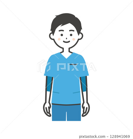 一名身穿手術服的男子的插圖 128941069