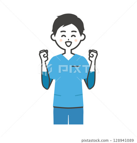 圖：一名身穿工作服的男子微笑著擺姿勢 128941089