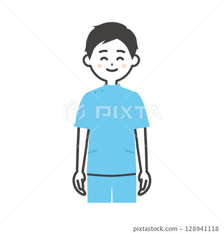 Illustration of a smiling man wearing a Casey costume 128941118