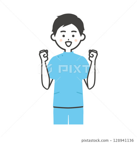 一名男子扮成凱西，揮拳的插圖 128941136