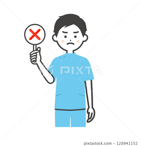 一名扮成凱西的男子手持錯誤答題卡的插圖 一名扮成凱西的男子手持錯誤答題卡的插圖 128941152